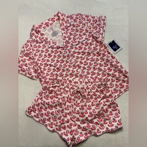 💗🐰Roller Rabbit x Target Floral Short Sleeves and Shorts Pajama Set Red Size M